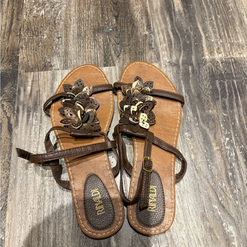 Elegant Brown Floral Sandals
